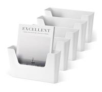 YOHOM Supporto adesivo per ufficio, piccolo supporto per documenti da appendere alla parete, alla porta, per posta, banconote, organizer in plastica (bianco, 5 pezzi)