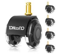 YOHOOLYO Set di 5 ruote per sedia da ufficio, 10 x 22 mm, ruote per sedie girevoli, silenziose e morbide, per sedie da ufficio, sedie da scrivania, mobili e pavimenti (non per 1KEA 10 mm)