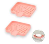 YoHyien 2 Pezzi Porta Saponetta in Silicone, Portasapone da Lavandino, Portasaponetta con Scolo, Porta Saponette Solida, Piattino Porta Sapone per Bagno, Cucina e Doccia (Rosa)