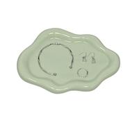 YoHyien Piattino Portagioie a Forma di Nuvola, Decorativo Vassoio Portaoggetti in Ceramica, Vassoio Profumi per Cosmetici, Piattino Porta Gioielli per Anelli, Collane, Braccialetti (Verde)