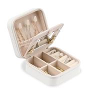 YoHyien Portagioie da Viaggio Donna, Porta Gioielli da Viaggio Piccolo, Mini Porta Gioie Portatile, Cofanetto Gioielli in Pelle PU per Anelli, Orecchini, Collane, Regalo per Ragazze (Bianco)