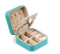 YoHyien Portagioie da Viaggio Donna, Porta Gioielli da Viaggio Piccolo, Mini Porta Gioie Portatile, Cofanetto Gioielli in Pelle PU per Anelli, Orecchini, Collane, Regalo per Ragazze (Verde)