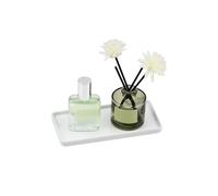 YoHyien Vassoio Bagno Portaoggetti in Ceramica, Organizer per Vassoio Bianco Rettangolare, Decorativo Svuotatasche Moderno per Profumi, Sapone, Candele, Cucina (S)