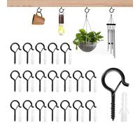 Yoicn Lth 20 Pezzi Vite a Gancio in Acciaio Inox, Ganci a Vite con Tassello, Ganci per Legno da Appendere per Appendere Cesti di Piante, Decorazioni Natalizie e Ganci a Soffitto