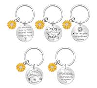 Yoicn Lth 5 Pezzi Portachiavi Personalizzato, Ispirativo Regalo Portachiavi, Portachiavi Personalizzato Incisione Argento-non Dimenticarti di Quanto sei un Fiore di Sole