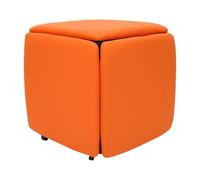 YOICUATGNA 5 in 1 Sgabello multifunzione a cubo con ruote e freni, superficie in poliuretano, impilabile, per soggiorno, camera da letto, studio (arancione-rosso)