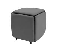 YOICUATGNA 5 in 1 Sgabello multifunzione a cubo con ruote e freni, superficie in poliuretano, impilabile, per soggiorno, camera da letto, studio (grigio)
