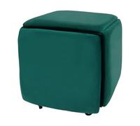 YOICUATGNA 5 in 1 Sgabello multifunzione a cubo con ruote e freni, superficie in velluto, impilabile, per soggiorno, camera da letto, studio, (verde)