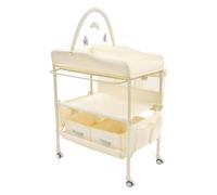 YOICUATGNA Cassettiera portatile con cestino, scaffale per giocattoli, cintura di sicurezza, piccola piscina d'acqua, fasciatoio portatile regolabile in altezza, pieghevole, spazioso spazio per