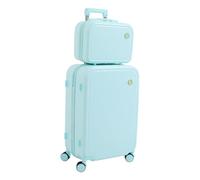 YOICUATGNA Set di 2 bagagli a mano con borsa cosmetica da 14" + 24", custodia rigida da viaggio con asta trolley e ruote universali, verde, moderno