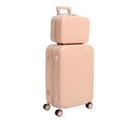 YOICUATGNA Set di 2 bagagli a mano con borsa cosmetica da 14" + 24", custodia rigida da viaggio con asta trolley e ruote universali, Colore: rosa., moderno