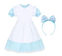 YOILIK Costume Bambino Alice, 2-12 Anni Vestito Bambina, Cosplay Vestito Ragazza, Costumi e Accessori Per Cosplay Di Alice, Abbigliamento Per Bambine Con Fascia, Ideale Per Feste a Tema e Carnevali