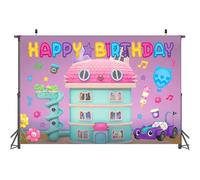 Yoimckay Fumetto a tema ragazza compleanno decorazioni per feste di compleanno carino gatto Happy Birthdays Backdrop Girls' Birthday Party Supplies Photoshoot Background Banner (150 x 100 cm), rosa
