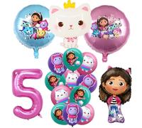Yoimckay Gabbys Palloncini Compleanno Decorazione Gabby Gatto Decorazione Compleanno 5 Anni Gatti Tema Decorazioni Palloncini in Lattice e Alluminio, Palloncini da Cartone Animato per Bambina Bambini