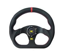 YOIQI Volante Sportivo Universale D-Shape Steering Wheel 13inch 320mm PVC Rosso Piatta Drift Car Rally Sport Simulato Auto Accessorio