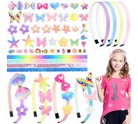 Yoirzit Accessori per Capelli per Bambine, 5-12 Anni Regali per Ragazze, Ragazze Accessori Capelli, Giocattoli D'Arte Per Creare Accessori Per Capelli Unici & Giochi Bambina (50 accessori)