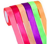 Yoirzit Nastri Colorati Stoffa, 5 Rotoli Nastro Raso per Regalo Decorazione,Compleanno,Decor di Nozze (25mm x 22M)