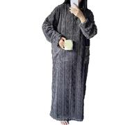 YoiTs Abito da Notte in Velluto Corallo Invernale, Camicia da Notte, Abito da Pigiama in Flanella da Donna Extra Lungo, Pigiama in Pile da Donna (Grey,XL)