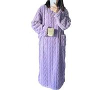 YoiTs Abito da Notte in Velluto Corallo Invernale, Camicia da Notte, Abito da Pigiama in Flanella da Donna Extra Lungo, Pigiama in Pile da Donna (Purple,M)