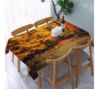 YOIUE Tovaglia Rettangolare Stampata,Tovaglie Lavabile Tovaglia per Sala Pranzo Cucina Picnic Caffè Festa Matrimonio,Forest Orange di, foto magica dell'autunno nel Parco Nazionale con tema,137x183cm