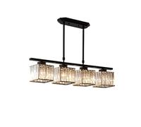 YOIUTRGDK Lampada di cristallo rettangolare, lampadario di cristallo moderno E27, plafoniera rettangolare a LED for soggiorno, camera da letto, sala da pranzo(Black.,4 head)