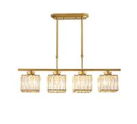 YOIUTRGDK Lampada di cristallo rettangolare, lampadario di cristallo moderno E27, plafoniera rettangolare a LED for soggiorno, camera da letto, sala da pranzo(Golden.,4 head)