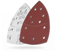 YoiYee - Set di 12 fogli abrasivi, per levigare i dettagli del mouse, carta vetrata triangolare Delta, con gancio e anello di fissaggio, 11 fori, accessori per levigatrice multipla, grana 320, rosso