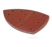 YoiYee Set di fogli abrasivi a grana 800, carta vetrata triangolare delta, fissaggio con gancio e anello, 11 fori, accessori per levigatrice multipla, rosso, confezione da 10