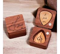 YOJO Plettri per chitarra personalizzati, con custodia, regalo unico per lui, amici, figlio, marito, fidanzato, collega, compleanno, Natale (solo scatola/senza plettro, noce)