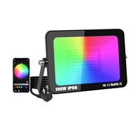 YOJZMA 1 confezione da 100W Faretto LED per esterni con spina, Intelligente RGB fai da te Scene Illuminazione paesaggistica con cambio colore con controllo APP, IP66 Impermeabile per giardini Cortili