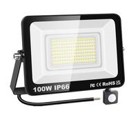 YOJZMA 100W Sensore di movimento Luce esterna, 10000LM LED Flood Lights per esterni 6000K Daylight White IP66 Luci di sicurezza impermeabili per giardino, garage, cortile, campo sportivo, patio