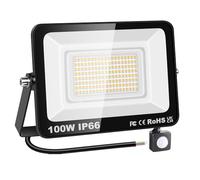 YOJZMA 100W Sensore di movimento Luce esterna, 10000LM LED Flood Luci esterne 4000K Luce diurna Bianco caldo Luci di sicurezza impermeabili IP67 per giardino, garage, cortile, Campo sportivo, patio