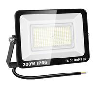 YOJZMA 200W LED Flood Light Outdoor, 20000LM Luci esterne 6000K Daylight White IP66 Luci di sicurezza impermeabili per giardino, garage, cortile, campo sportivo, patio, vialetto portico