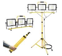 YOJZMA 3 x 100W LED Faretto da cantiere con treppiede, 30000LM 175V a 265V IP66 Impermeabile Lampada da lavoro a LED per interni ed esterni con cavo da 5 m per officina, garage, cantiere, seminterrato