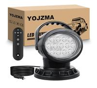 YOJZMA 38W Luce LED Ricerca Telecomando, Luce Lavoro LED Rotazione 360° con Modalità Strobe, Magneti Integrati, Luminosità Regolabile, Faro 12V 24V per Camion Barche Caccia