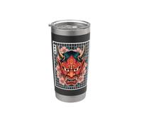 Yokai Oni Face Devil - Maschera per tatuaggi giapponesi Bicchiere termico in acciaio inox doppia parete
