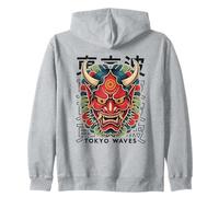 Yokai Oni Maschera Diavolo Giapponese Demone Tattoo Oni Mask Felpa con Cappuccio