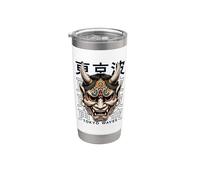 Yokai Oni Maschera per il viso Diavolo Giapponese Demone Giapponese Maschera Oni Bicchiere termico in acciaio inox doppia parete
