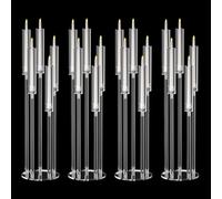 Yokawe Set di 4 centrotavola alti per candelabri, 87 cm di altezza, trasparenti, portacandele a 5 bracci con tonalità acriliche, centrotavola a LED conici per candele da matrimonio, 1 set