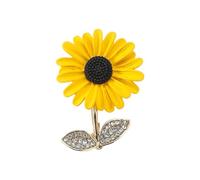 Yokawe Spilla da donna a forma di girasole con strass, decorazione antiscivolo per borsa a tracolla, cappotto, colletto, sciarpa, decorazione, vestiti per feste, Metallo, Pietra secondaria