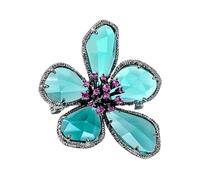 Spilla floreale da donna, decorazione per borsa, spilla da donna, a forma di fiore, in lega, con cristalli sintetici, antiscivolo, per cappotti, collari, cappelli, sciarpe, vestiti per, Metallo,