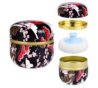 Yokilly Contenitore per borotalco medicato, con soffio morbido per cipria, per bambini e donne, contenitore per piccoli oggetti da viaggio a casa, colore nero