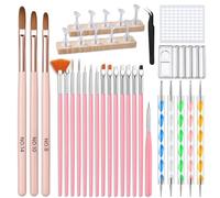 Yokilly Set Pennelli Unghie: 39 Pezzi Pennelli per Gel Unghie per Nail Art Con Supporto per Smalti Palette 2 in 1 e 5 Penne per Dotting - Pennello Acrigel per french Unghie Pittura Detailing Linea