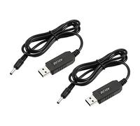 YOKIVE 2pz DC 5V a DC 12V USB Step Up Voltaggio Convertitore, Cavo Alimentazione con DC jack 3,5 Mm x 1,35 Mm, Ottimo per Router, Auto Guida Registratore (Nero, 6W 1A)