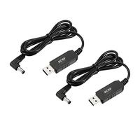 YOKIVE 2pz DC 5V a DC 9V USB Step Up Voltaggio Convertitore, Cavo Alimentazione con DC Gomito jack 5,5 mm x 2,5 mm, Ottimo per Router, Auto Guida Registratore (Nero, 6W 1A)