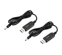 YOKIVE 2pz DC 5V a DC 9V USB Step Up Voltaggio Convertitore, Cavo Alimentazione con DC Jack 3,5mm x 1,35mm, Ottimo per Router, Auto Guida Registratore (Nero, 6W 1A)