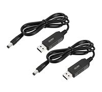 YOKIVE 2pz DC 5V a DC 9V USB Step Up Voltaggio Convertitore, Cavo Alimentazione con DC Jack 5,5mm x 2,5mm, Ottimo per Router, Auto Guida Registratore (Nero, 6W 1A)