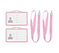 YOKIVE 2pz Portabadge, Impermeabile Orizzontale Alluminio Portadocumenti con Collo Cordino, Leggero e Alta Visibilità, Ottimo per Ufficio Insegnante (Rose Oro Tono, 3,62 x 2,56-")