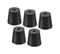 YOKIVE 5pz Gomma Tappi con Foro, Tappi Conici con Alta Temperatura Resistenza | Protezione Foro, Ottimo per Lab Industria (Nero, 20mm a 26mm)