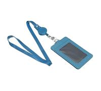 YOKIVE PU Pelle Porta Badge Porta Badge, Impermeabile Verticale 2 lati 3 Schede Slot ID Nome Etichette Supporto con Retrattile Bobina Cordino, Leggero (Cielo Blu, 4.3 x 2.8-")